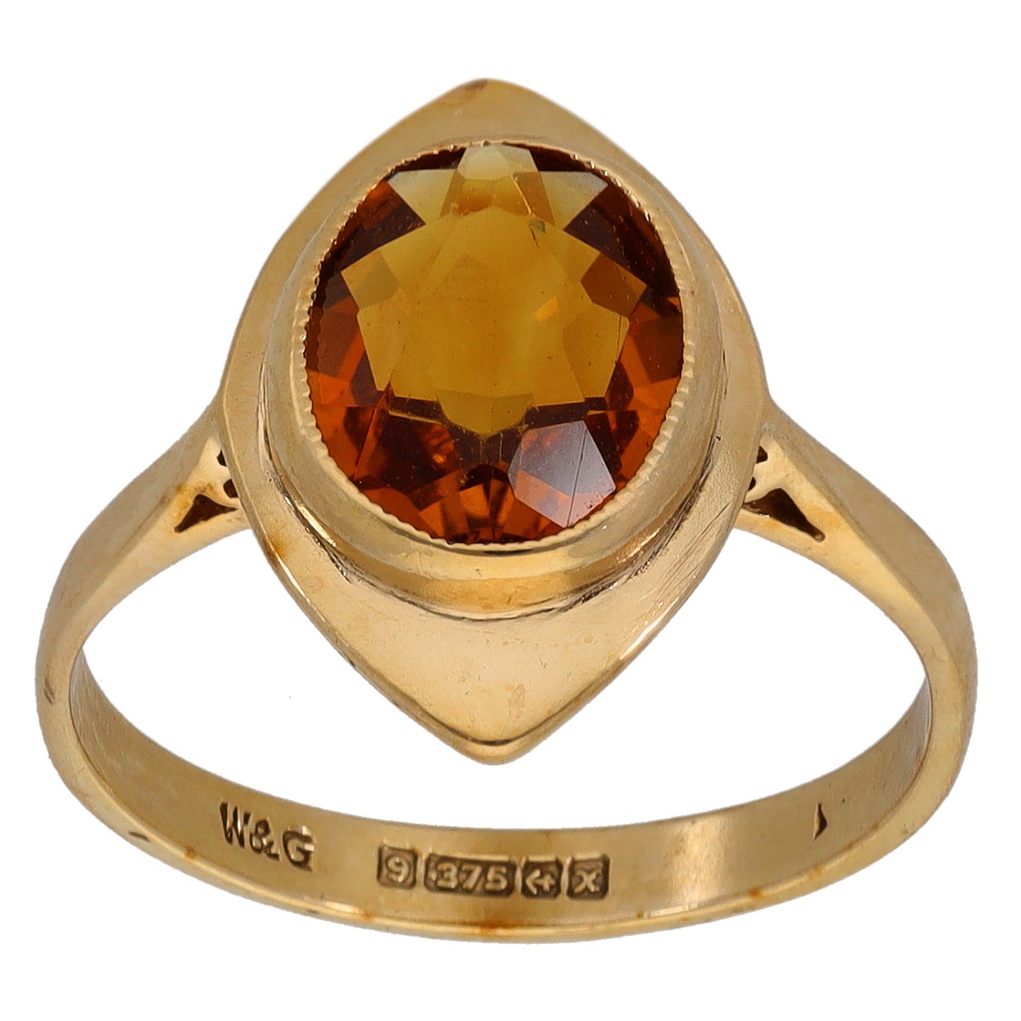 9ct Gold Citrine Single Stone Ring Size O