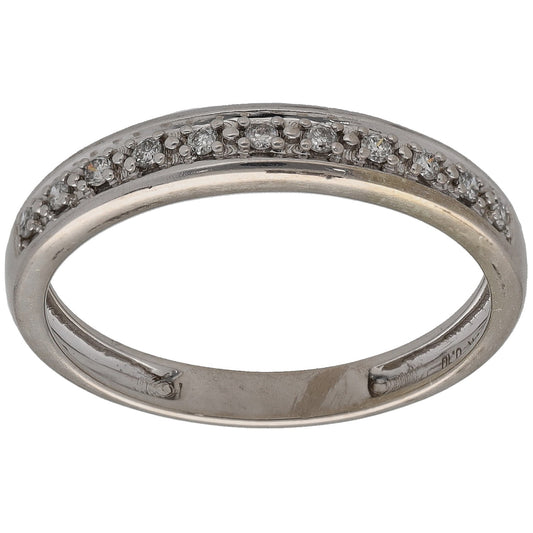 White gold half eternity ring with round diamonds along top edge