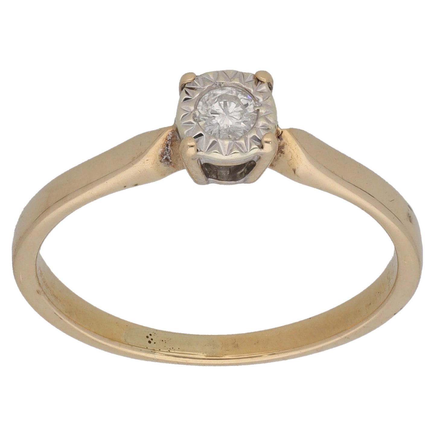 9ct Gold 0.08ct Diamond Solitaire Ring Size L