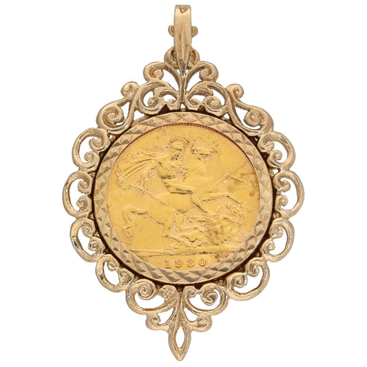 9ct Gold Full Sovereign Pendant