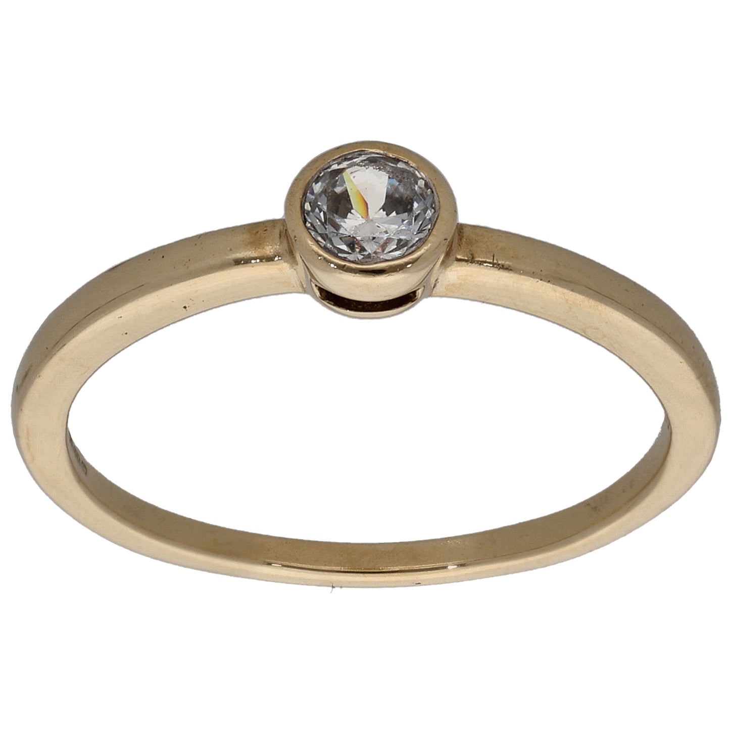 9ct Gold Cubic Zirconia Single Stone Ring Size Q