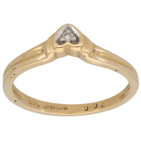 9ct Gold 0.03ct Diamond Solitaire Ring Size O