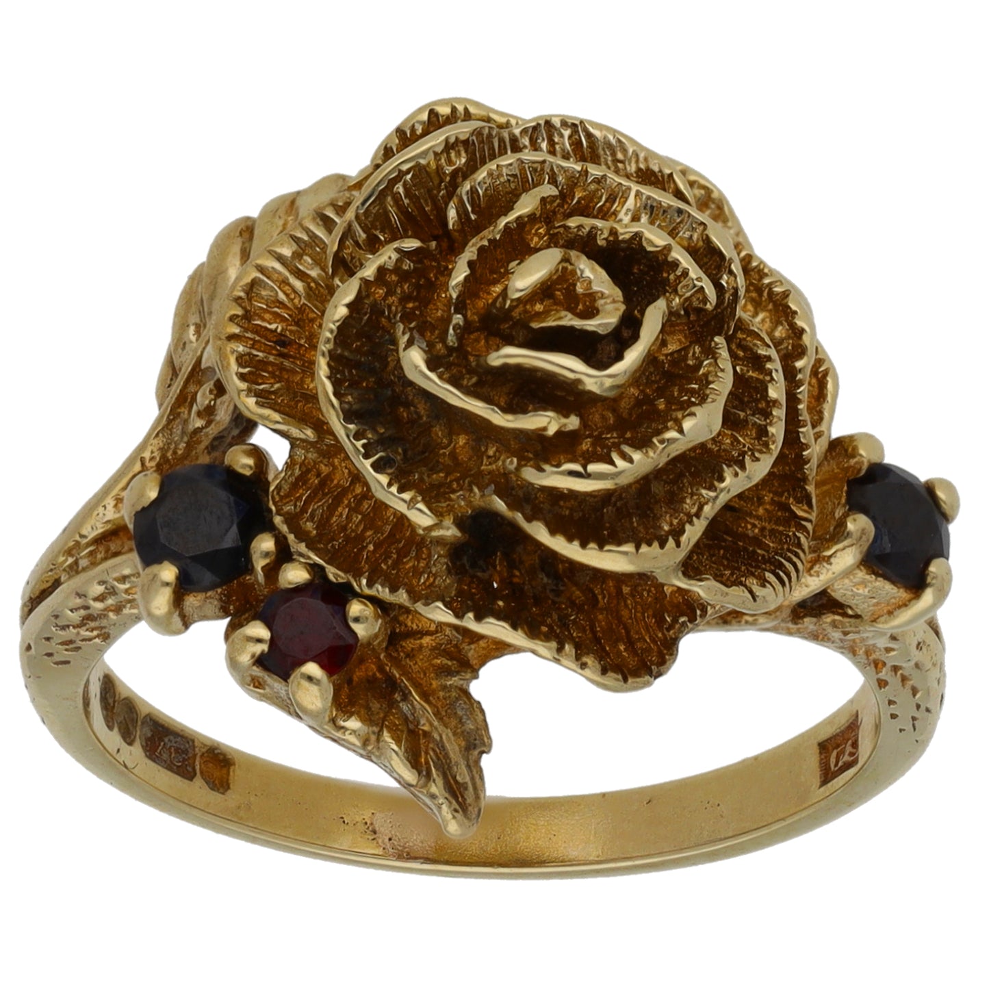 9ct Gold Garnet Flower Ring Size O