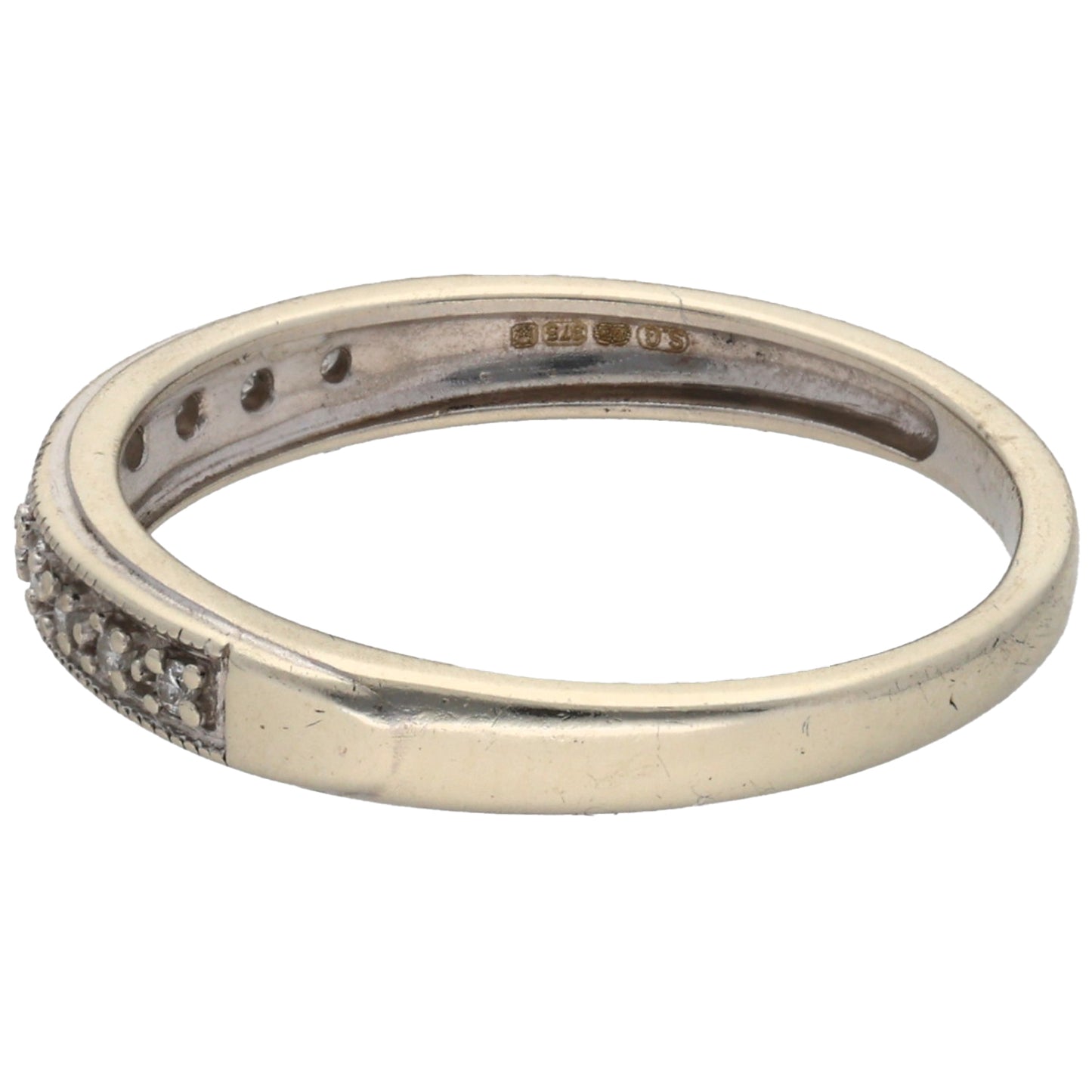 9ct White Gold 0.06ct Diamond Half Eternity Ring Size N