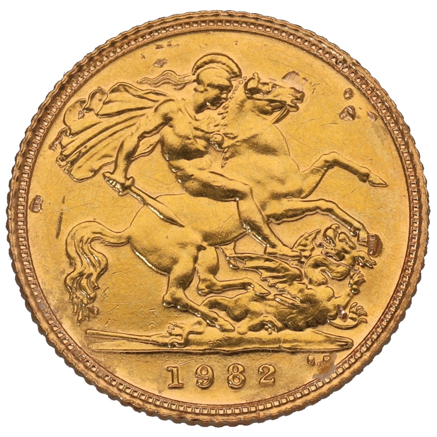 22ct Gold Queen Elizabeth II Half Sovereign Coin 1982