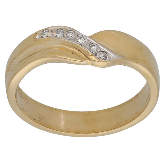 9ct Gold 0.06ct Diamond Wishbone Ring Size M