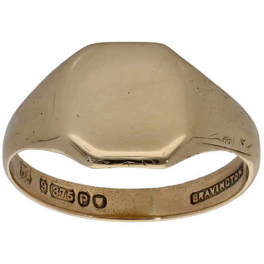 9ct Gold Plain Signet Ring Size Q