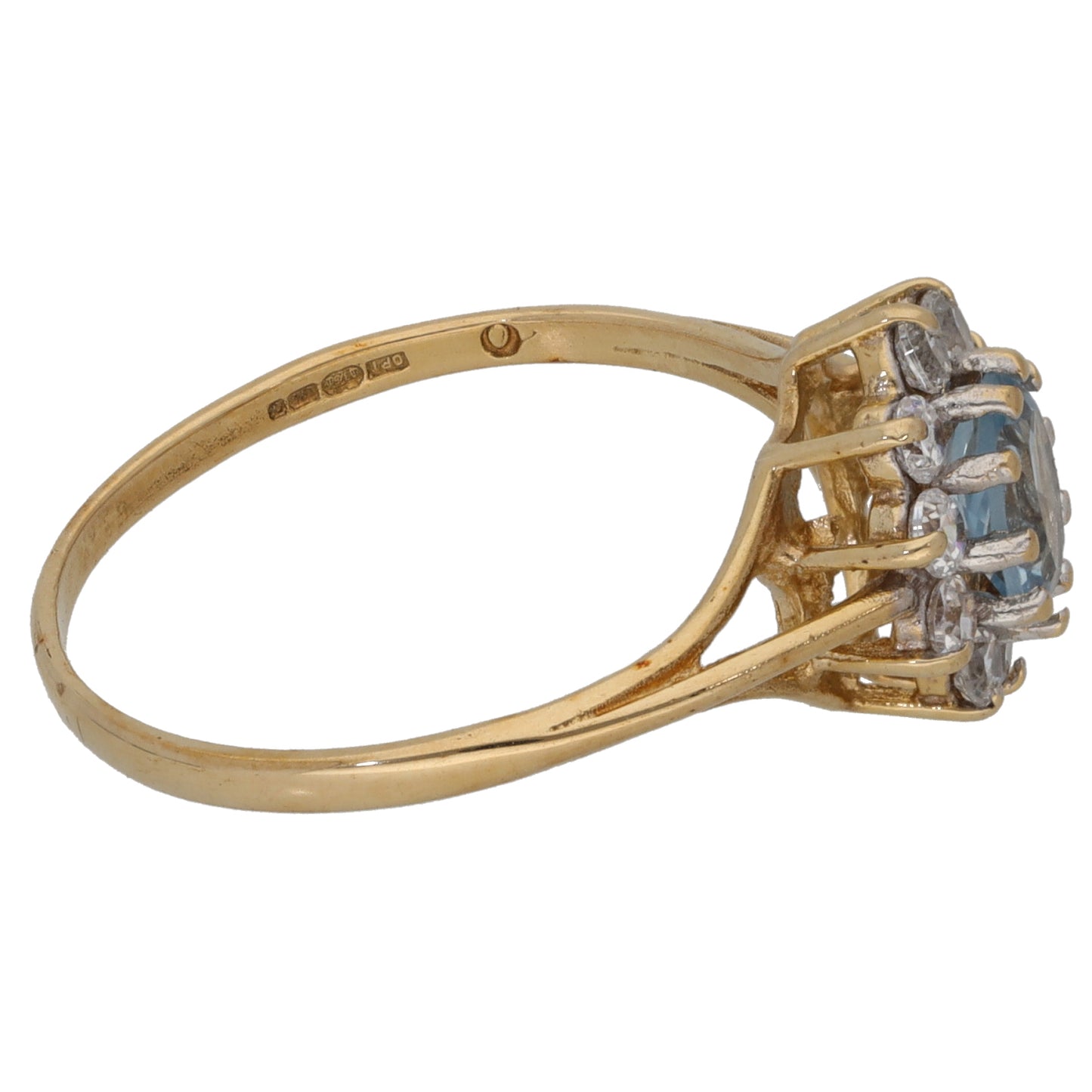 9ct Gold Imitation Gems Cluster Ring Size N