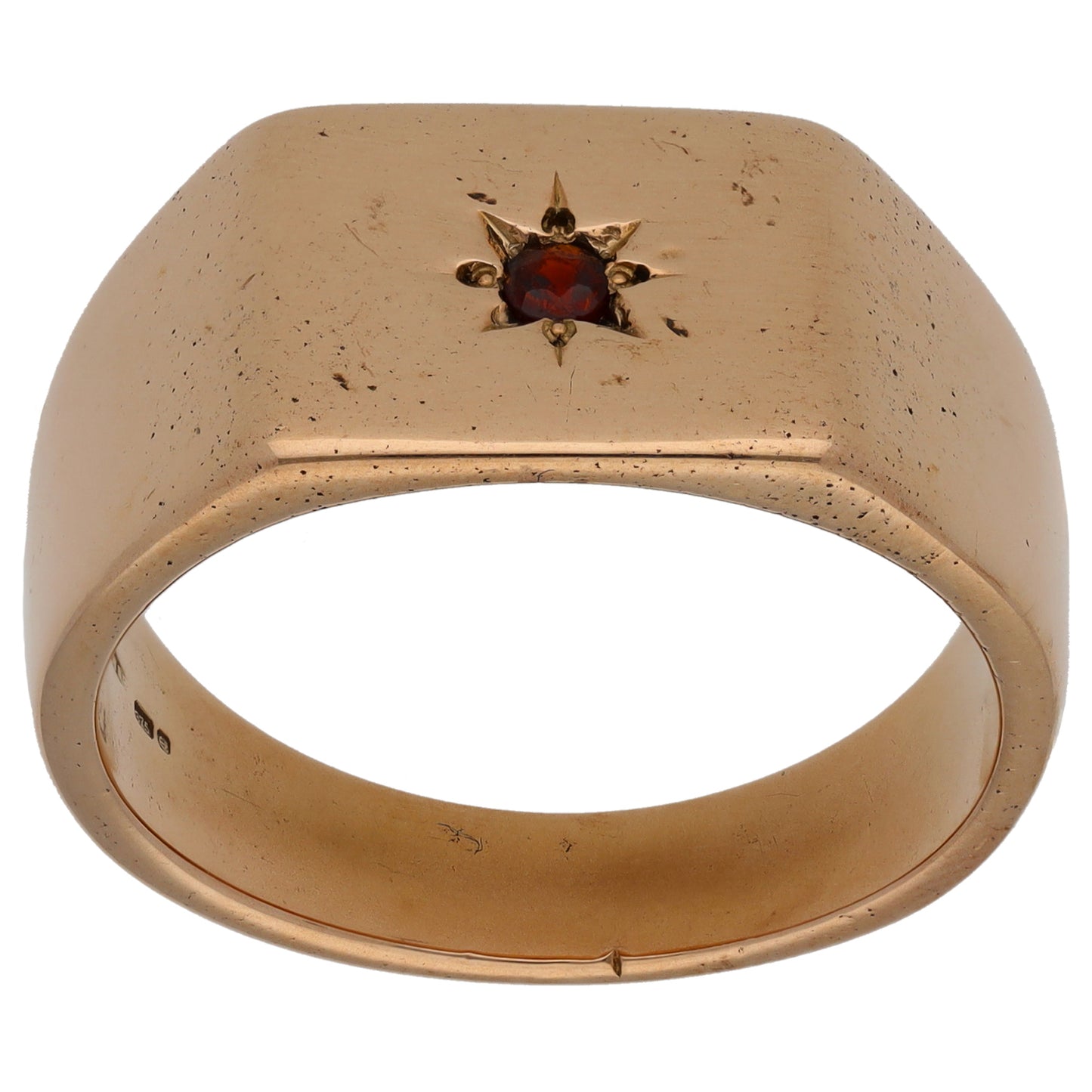 9ct Gold Garnet Signet Ring Size Z