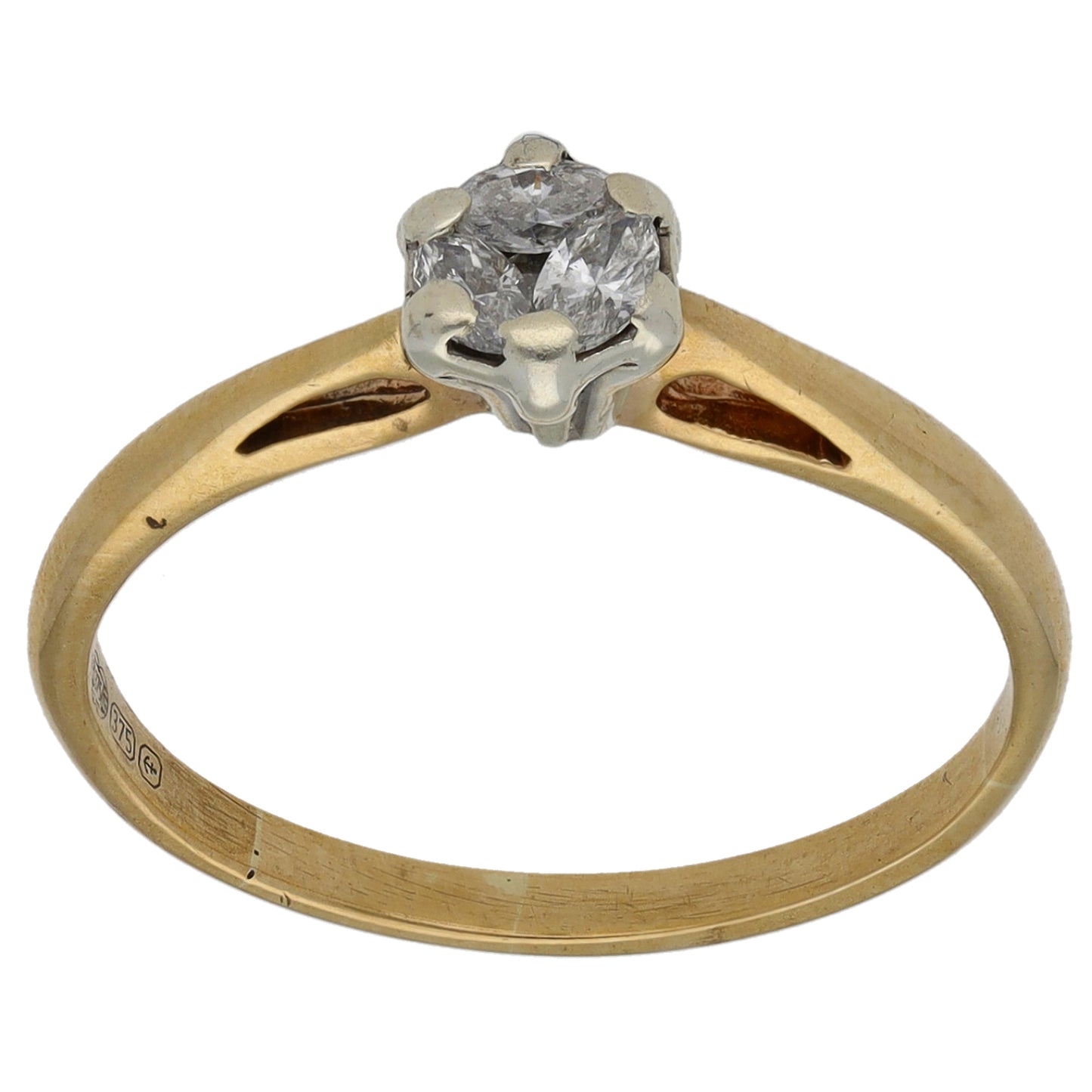 9ct Gold 0.15ct Diamond Trilogy Ring Size M