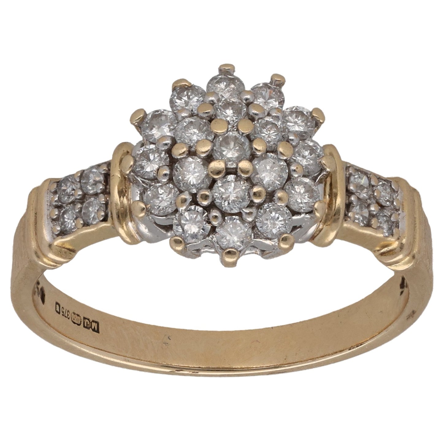 9ct Gold 0.36ct Diamond Cluster Ring Size O