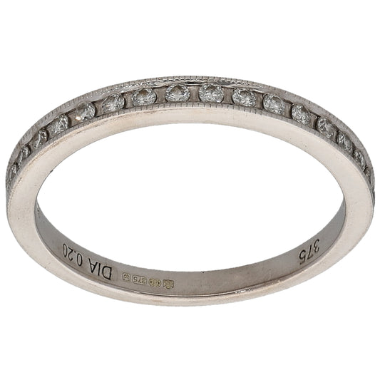 9ct White Gold 0.20ct Diamond Half Eternity Ring Size O