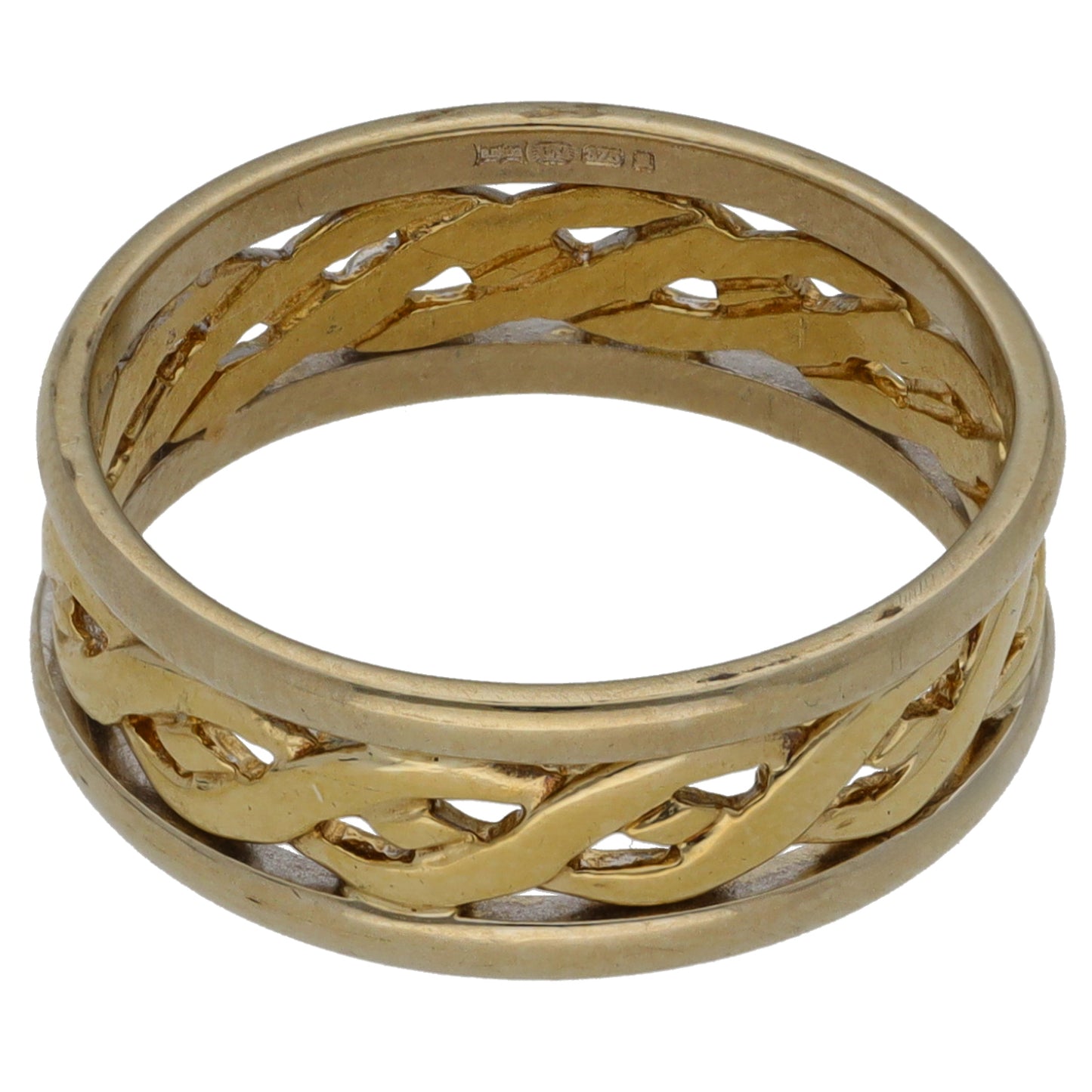 9ct Bi-Colour Gold Shaped Wedding Ring Size O