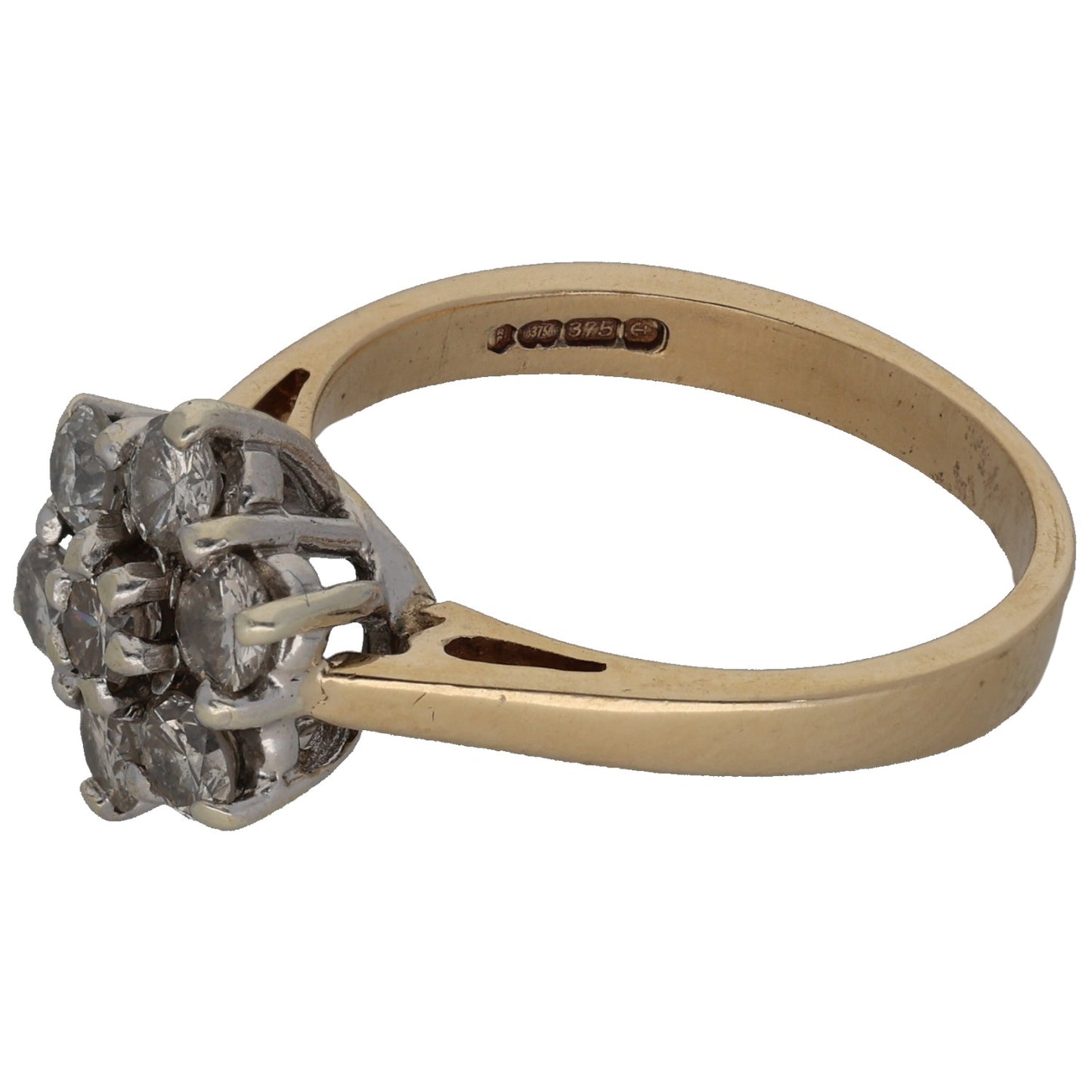 9ct Gold 0.75ct Diamond Cluster Ring Size K
