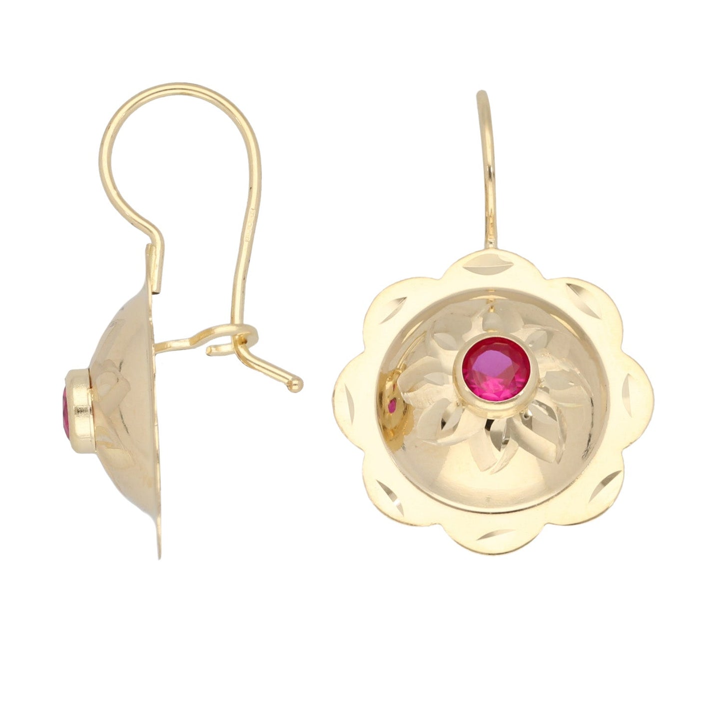 14ct Gold Dress/Cocktail Red Stone Earrings