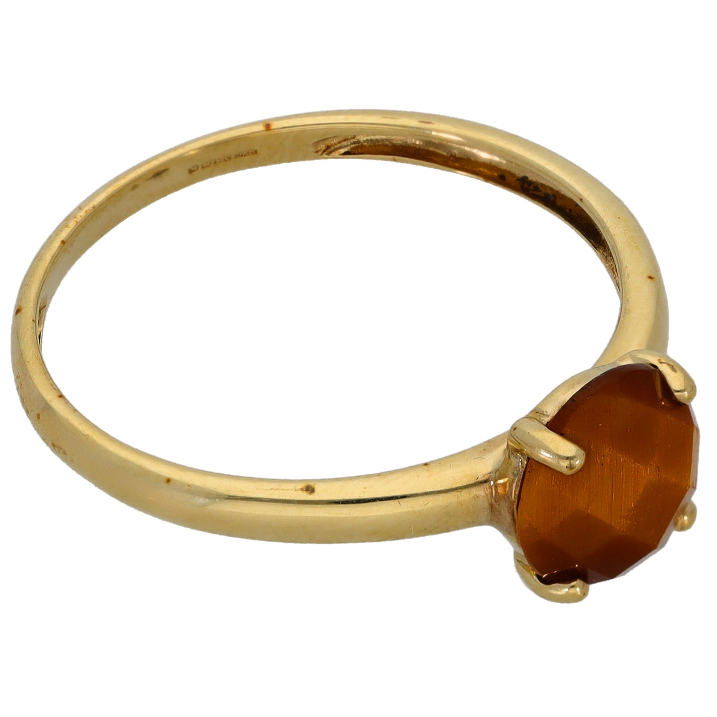9ct Gold Tiger's Eye Single Stone Ring Size U