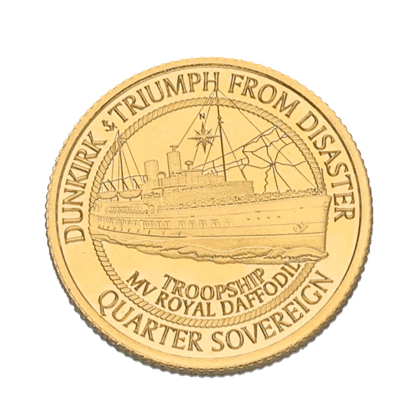 22ct Gold Dunkirk Triumph From Disaster Quarter Sovereign Coin 2020