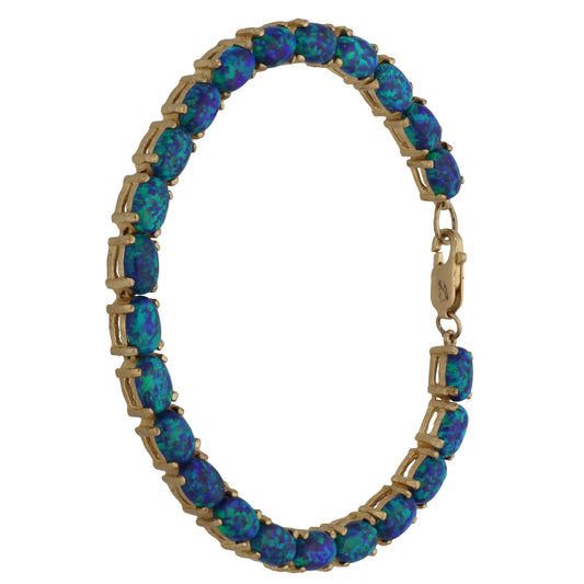 9ct Gold Man Made Opal Fancy Bracelet