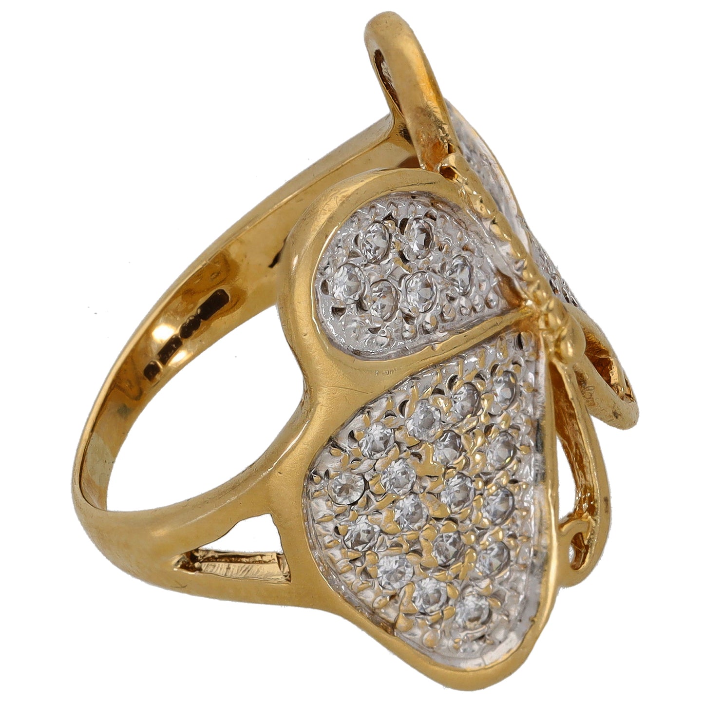 9ct Gold Cubic Zirconia Butterfly Ring Size R