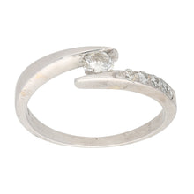 Load image into Gallery viewer, 18ct White Gold 0.30ct Diamond Solitaire Ring With Accent Stones Size L

