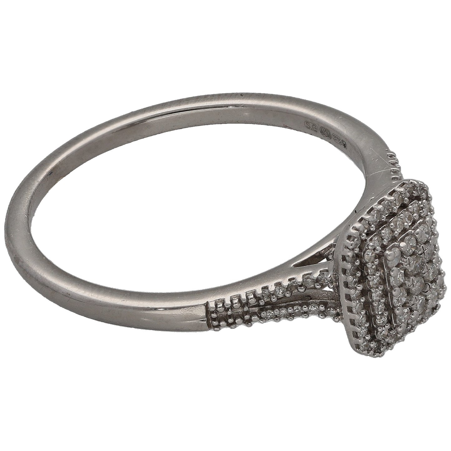 9ct White Gold 0.43ct Diamond Cluster Ring Size Q