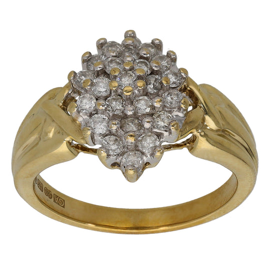 9ct Gold 0.50ct Diamond Cluster Ring Size M