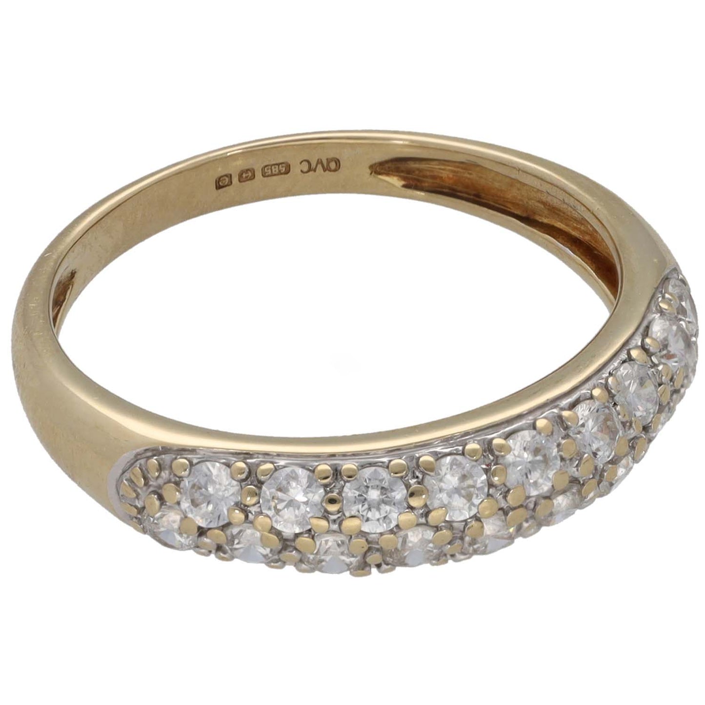 14ct Gold Cubic Zirconia Half Eternity Ring Size O