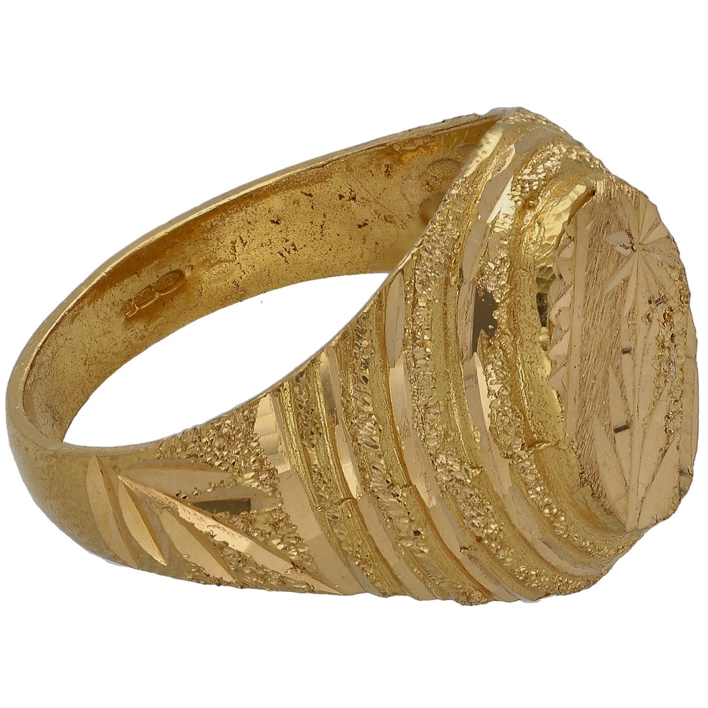 22ct Gold Patterned Signet Ring Size U