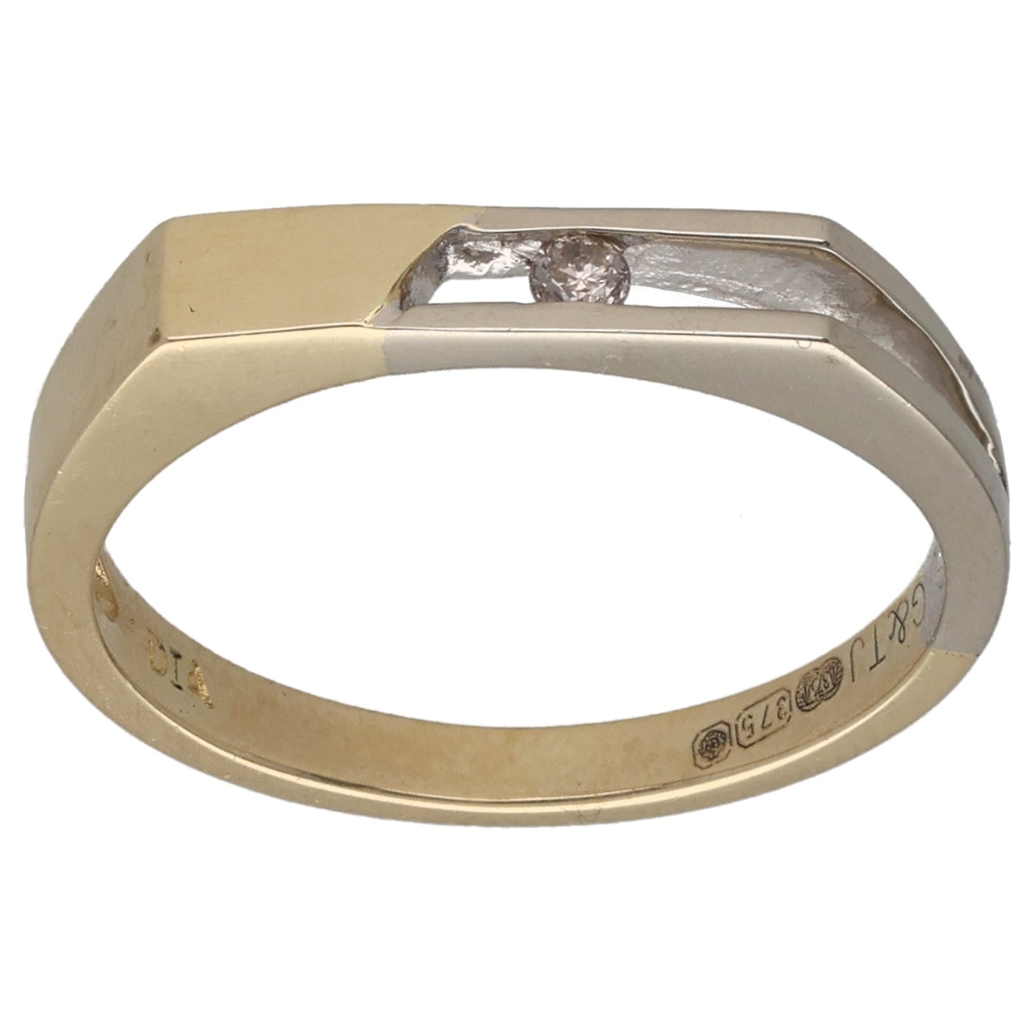 9ct Bicolour Gold 0.03ct Diamond Solitaire Ring Size L