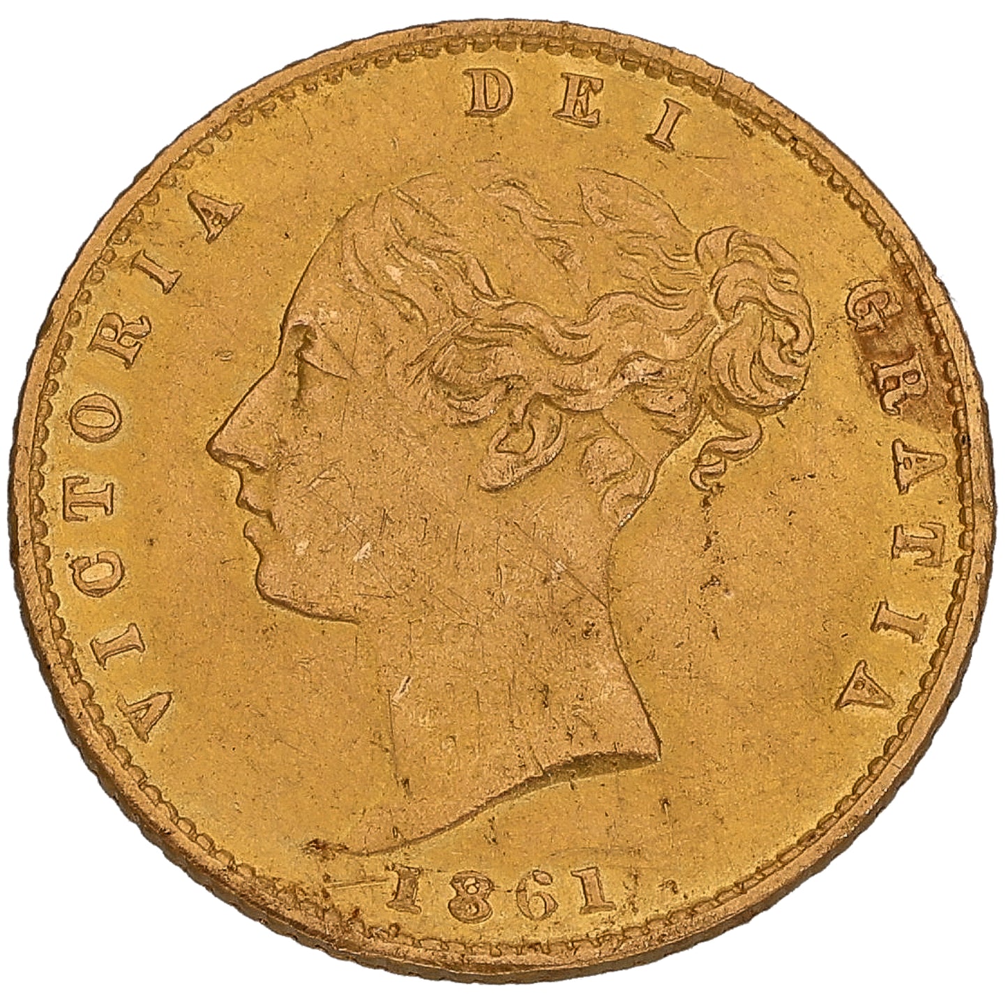 22ct Gold Queen Victoria Half Sovereign Coin 1861