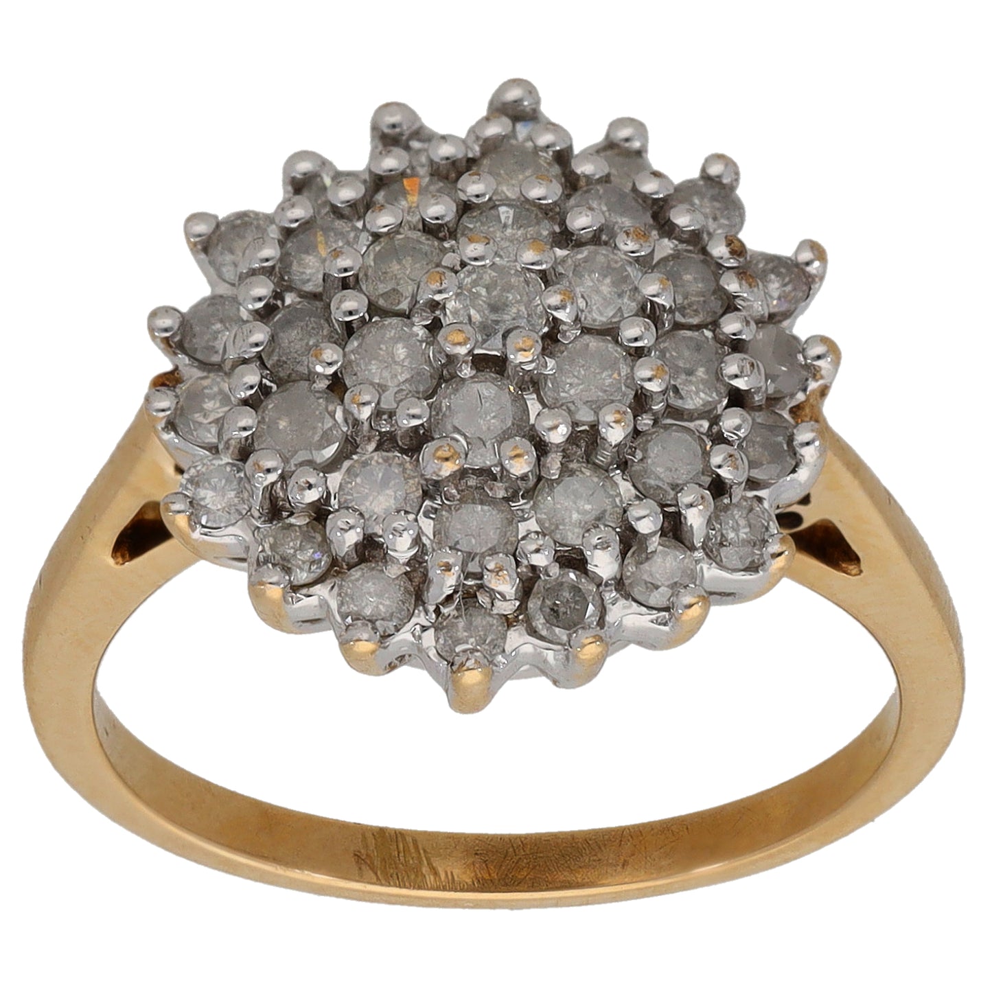 9ct Gold 0.93ct Diamond Cluster Ring Size P