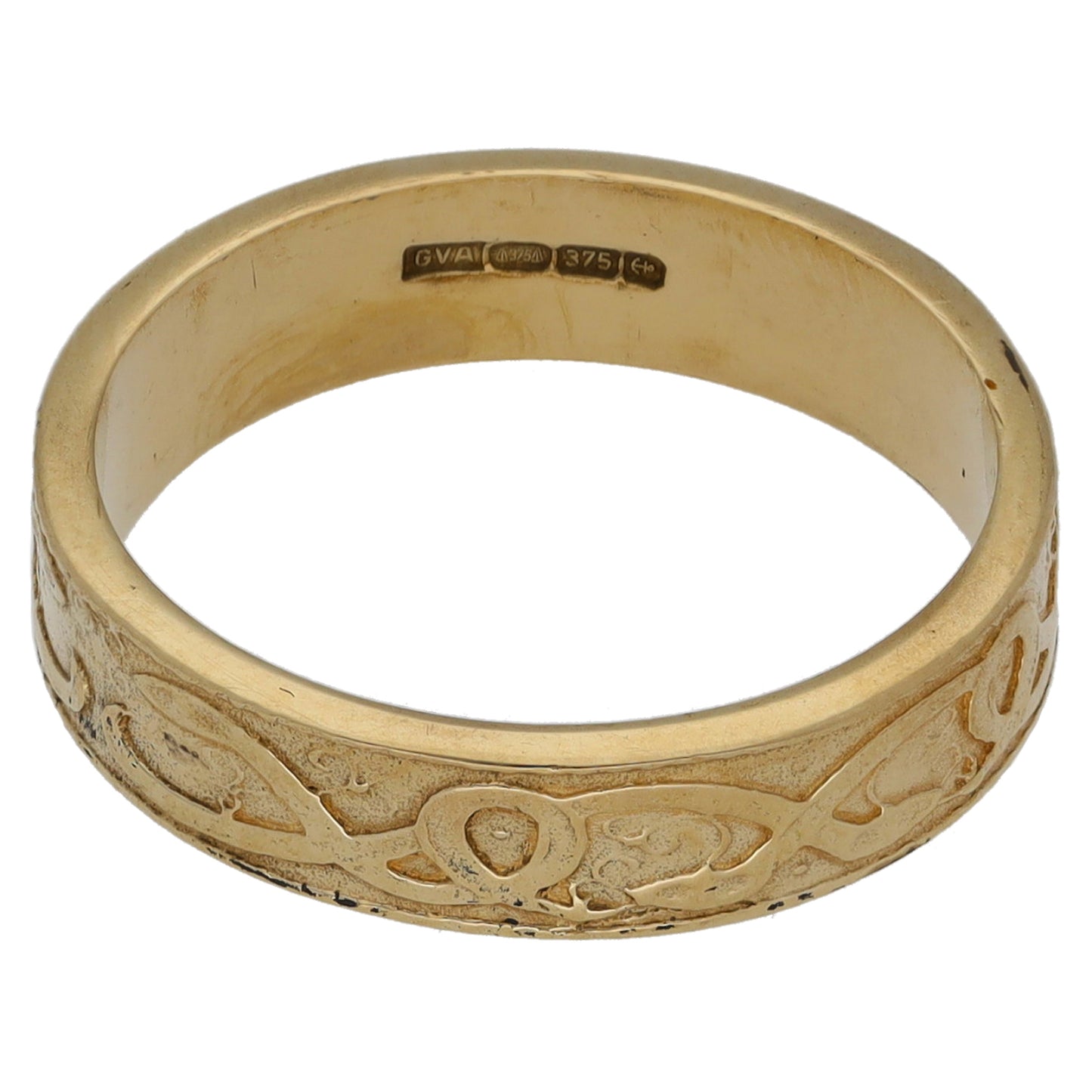 9ct Gold Patterned Wedding Ring Size K