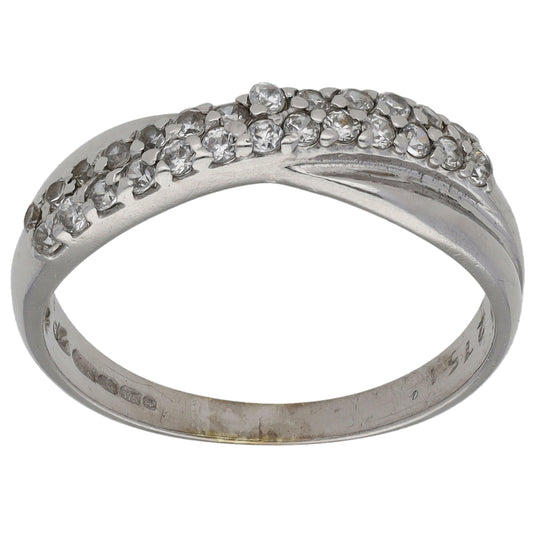 9ct White Gold Cubic Zirconia Cluster Ring Size Q