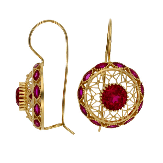 14ct Gold Man Made Ruby Dress/Cocktail Earrings