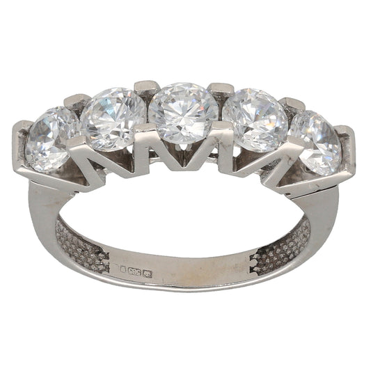 14ct White Gold Cubic Zirconia Half Eternity Ring Size K