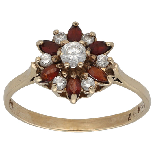 9ct Gold Garnet & Cubic Zirconia Dress/Cocktail Ring Size U