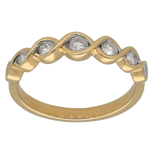 18ct Gold 0.37ct Diamond Half Eternity Ring Size L