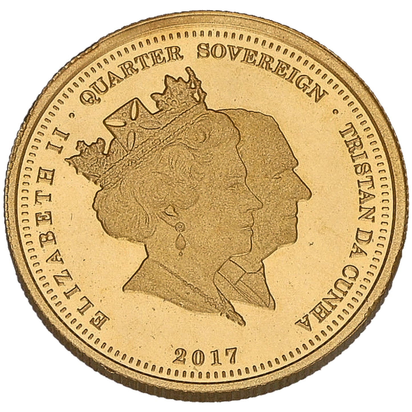 22ct Gold Elizabeth & Phillip Wedding Anniversary Quarter Sovereign Coin 2017