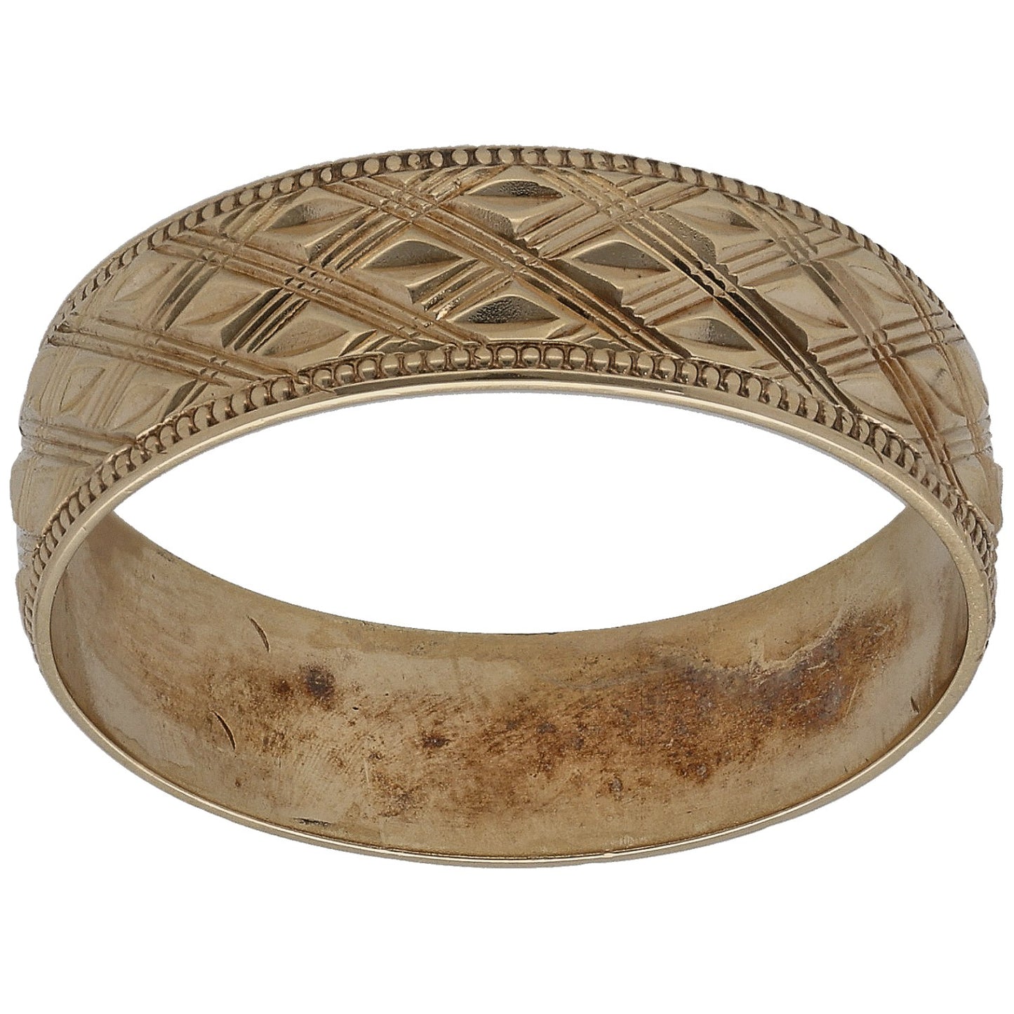 9ct Gold Patterned Wedding Ring Size S