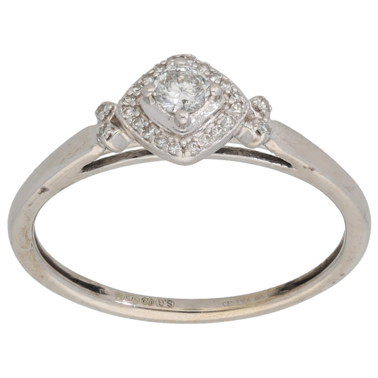 9ct White Gold 0.15ct Round Diamond Cluster Ring Size M