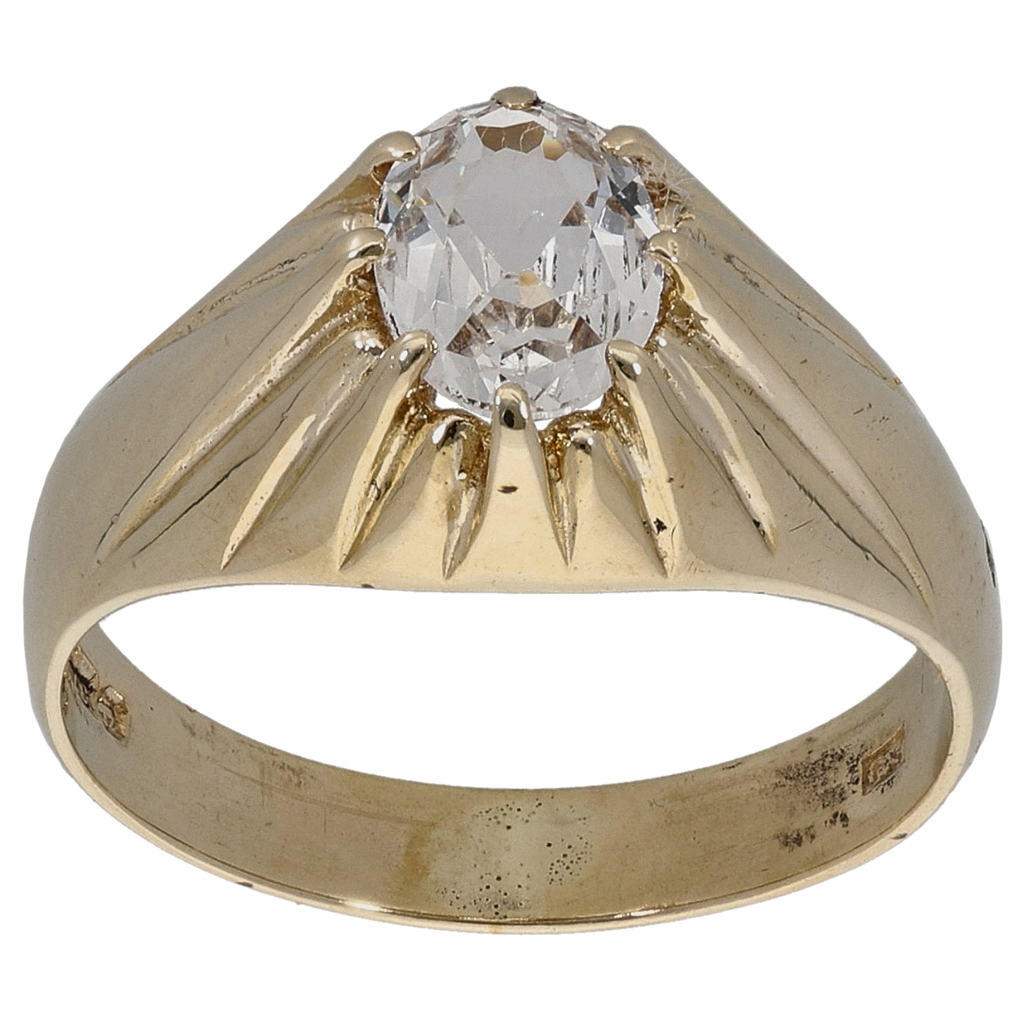 9ct Gold Imitation Single Stone Ring Size S