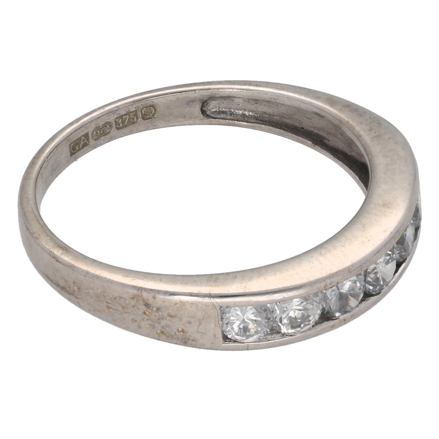 9ct White Gold Cubic Zirconia Half Eternity Ring Size M