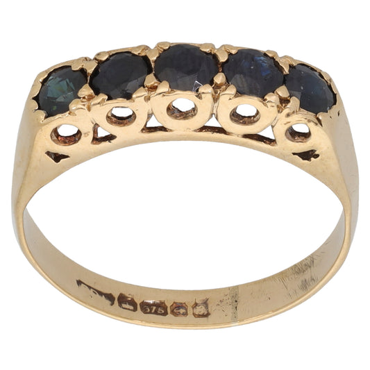 9ct Gold Sapphire Half Eternity Ring Size N