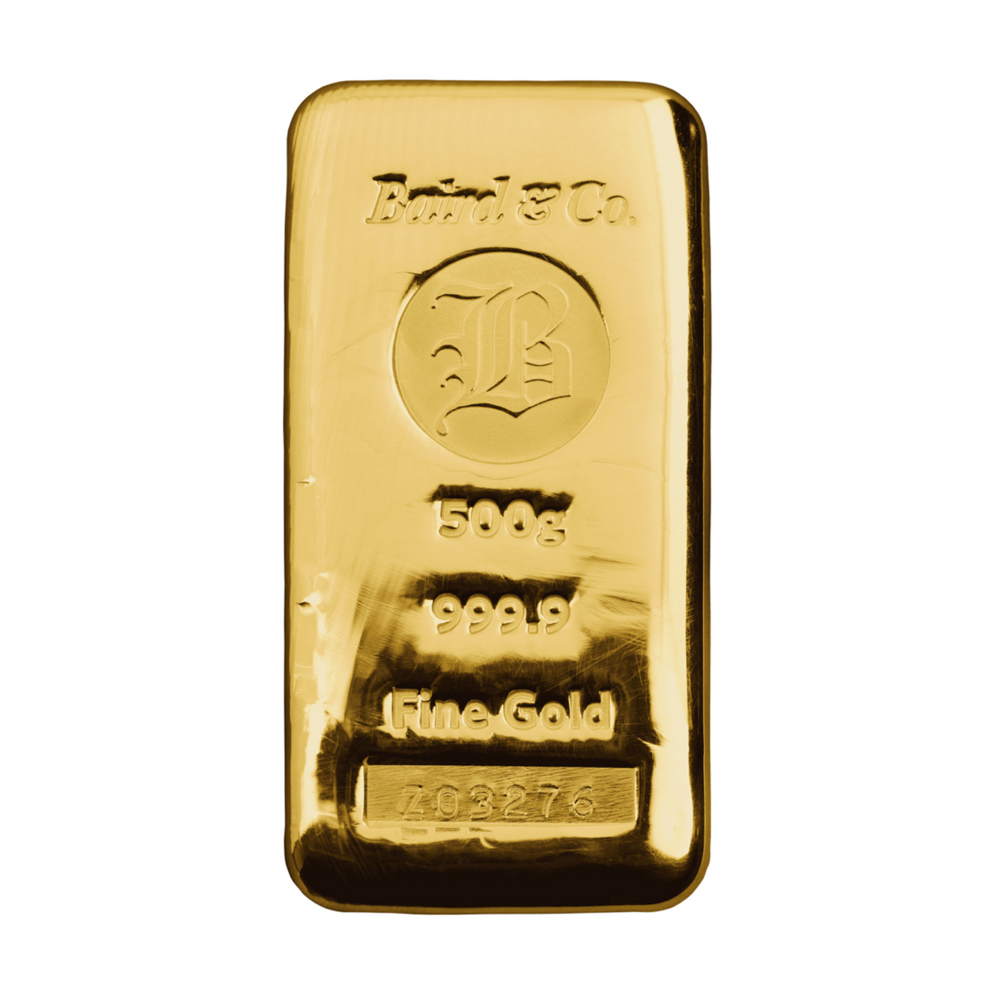 New Baird & Co 24ct 500g Gold Cast Bar