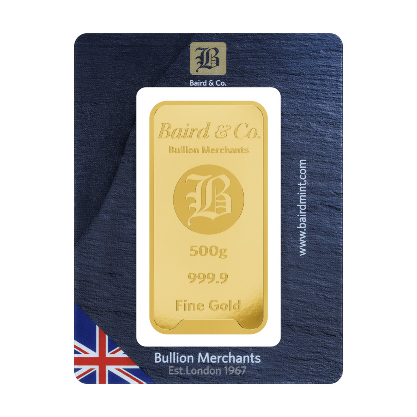 New Baird & Co 24ct 500g Gold Minted Bar