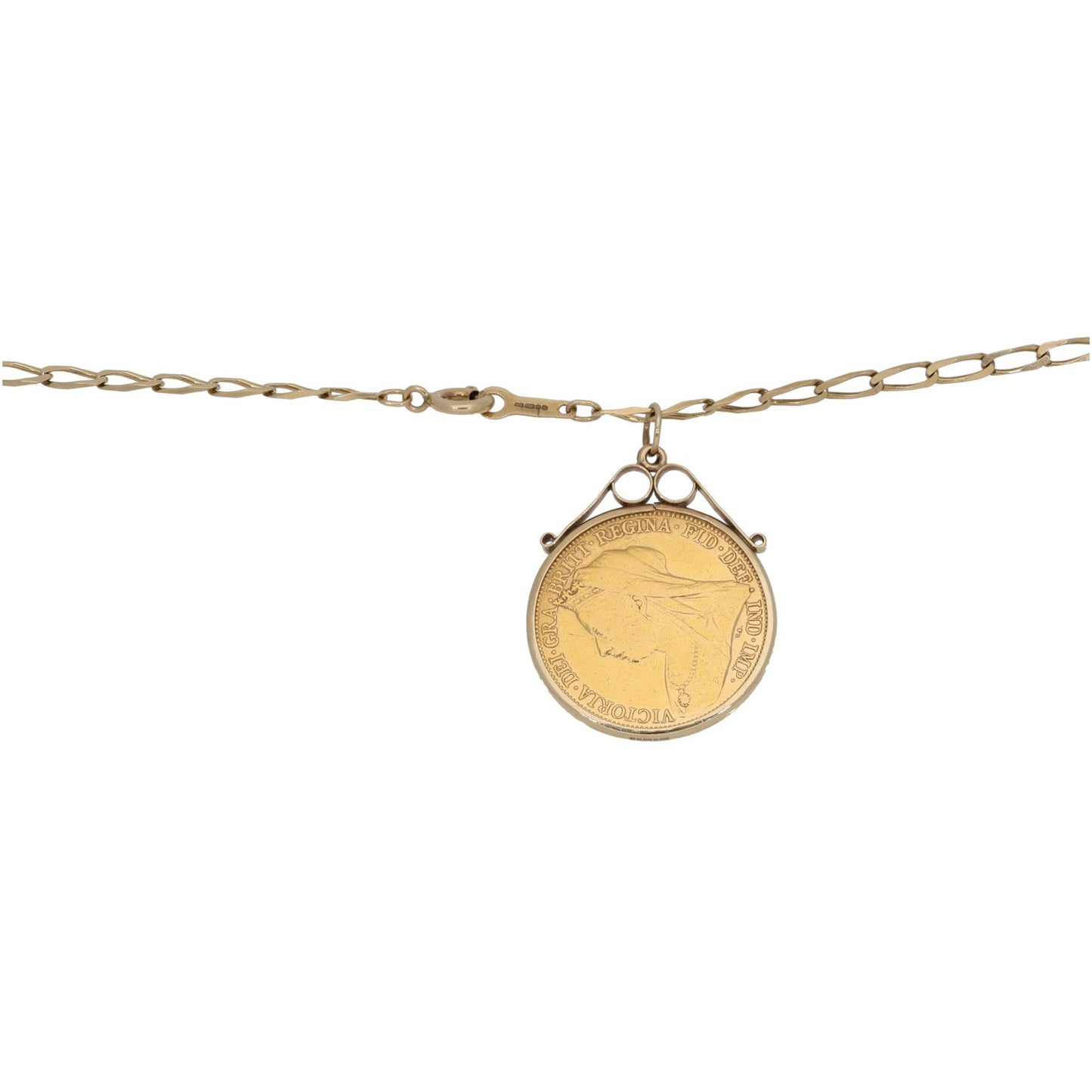 9ct Gold Full Sovereign Coin Pendant With Chain