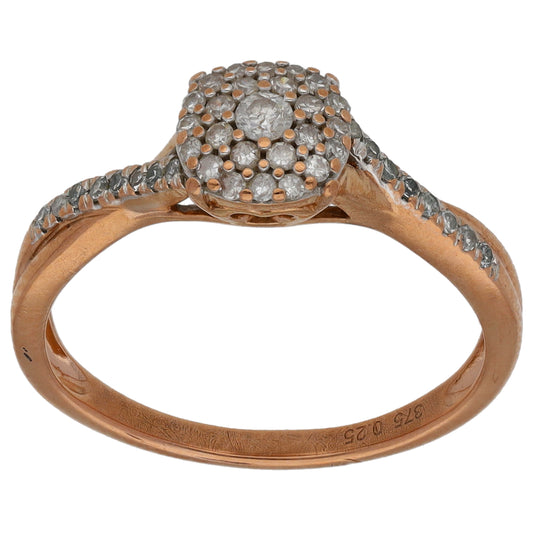 9ct Rose Gold 0.25ct Diamond Dress/Cocktail Ring Size M