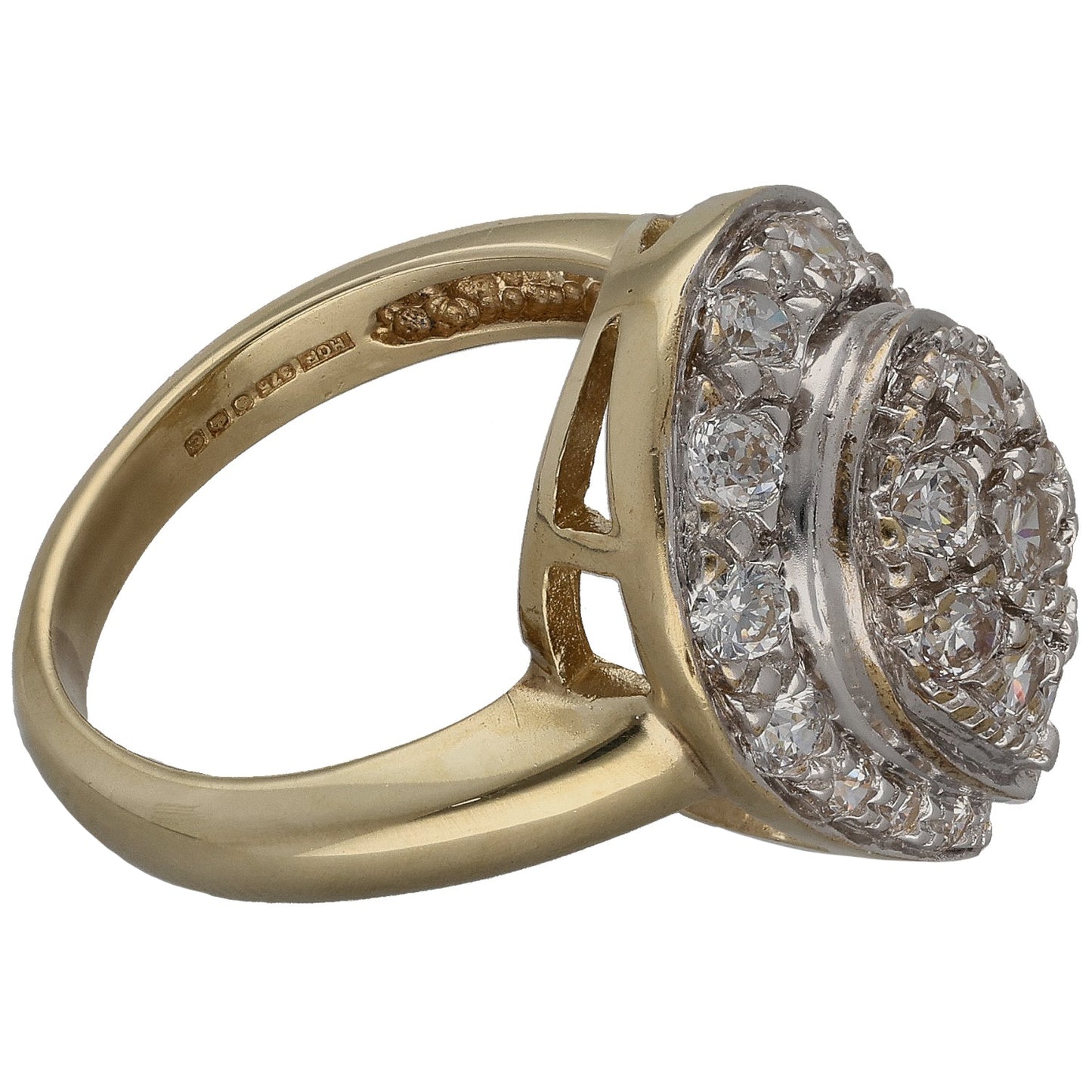 9ct Gold Cubic Zirconia Dress/Cocktail Ring Size P