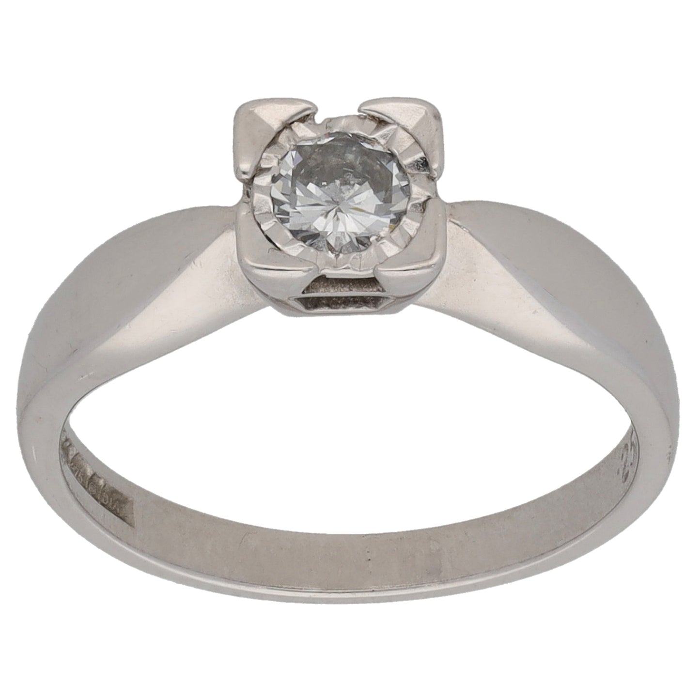 9ct White Gold 0.25ct Diamond Solitaire Ring Size L