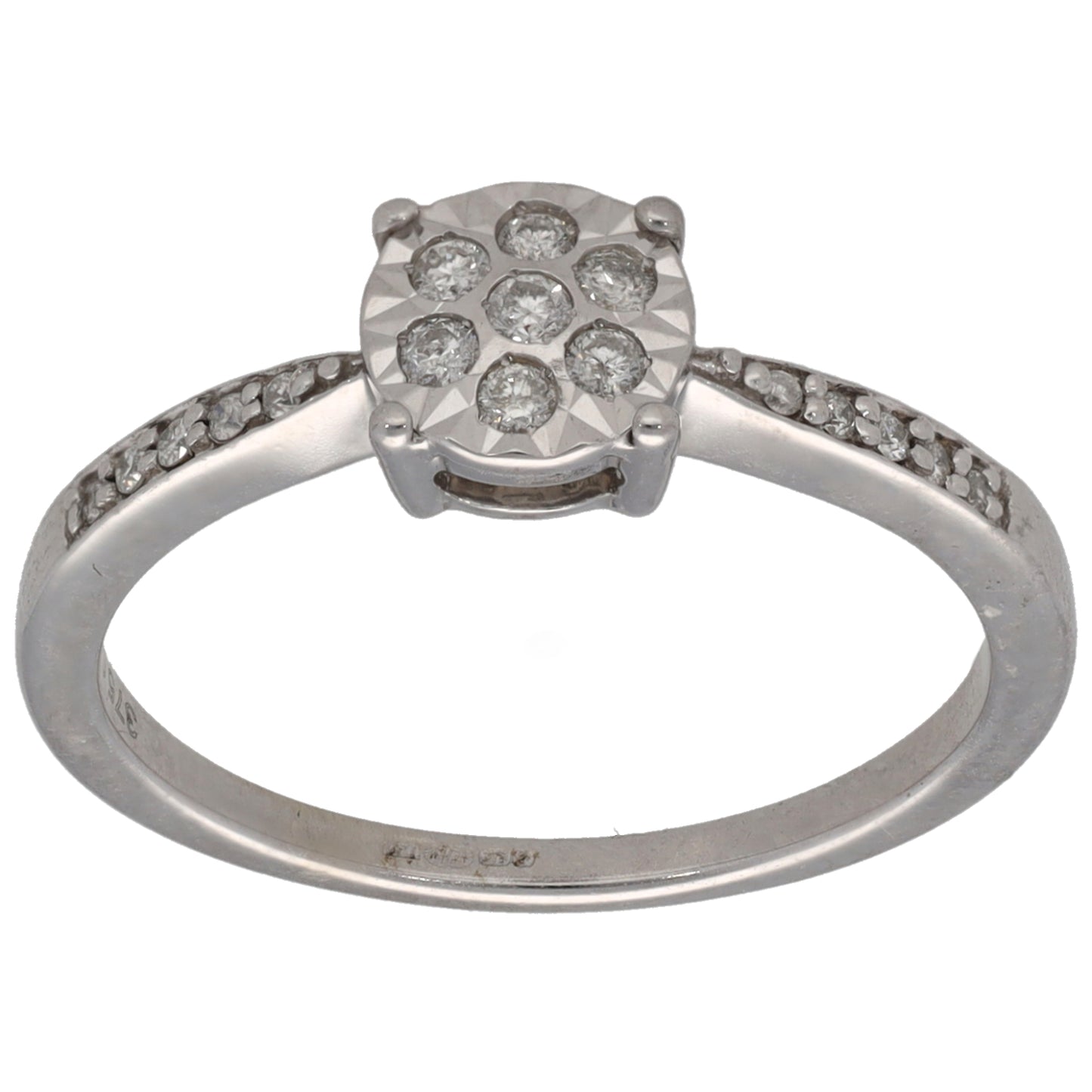 9ct White Gold 0.15ct Diamond Cluster Ring Size M